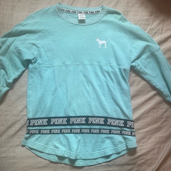 Victoria’s Secret PINK Teal Long Sleeve Crewneck Sweatshirt Women’s XS - Picture 2 of 3
